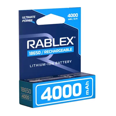 Акумулятор літієвий Rablex 18650-PR 4000mAh 3,7V Li-ion 1bl з платою захисту