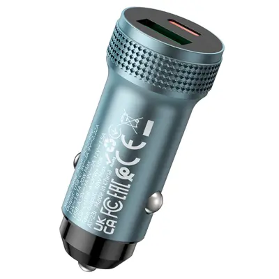 Автомобільне зарядне Hoco Z49B PD38W QC Type-C, USB сіре
