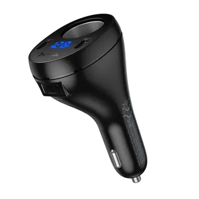 Автомобільне зарядне Hoco Z61 PD17W чорний цифровий дісплей