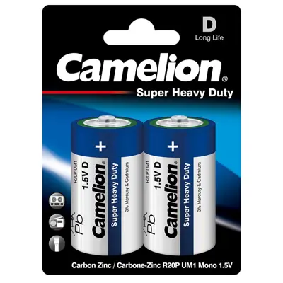 Батарейка CAMELION R20 D Blue 2BL