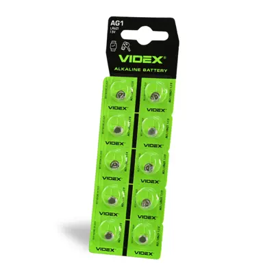 батарейка лужна Videx AG 1 (LR621) BLISTER CARD 10 pcs