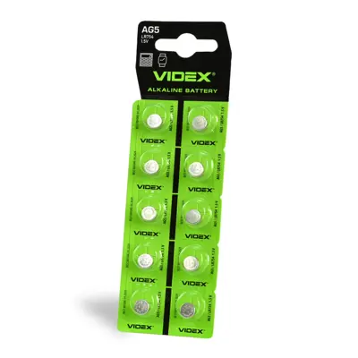 батарейка лужна Videx AG 5 (LR754) BLISTER CARD 10 pcs