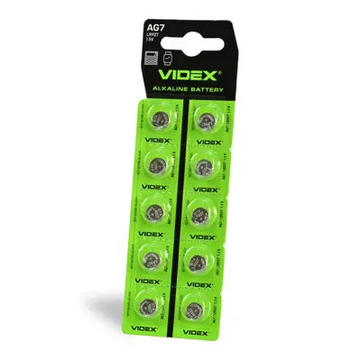 батарейка лужна Videx AG 7 (LR927) BLISTER CARD 10 pcs