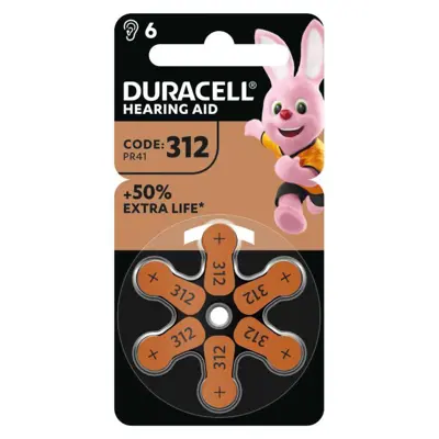 Батарейка в слуховий апарат DURACELL DA312 6BL