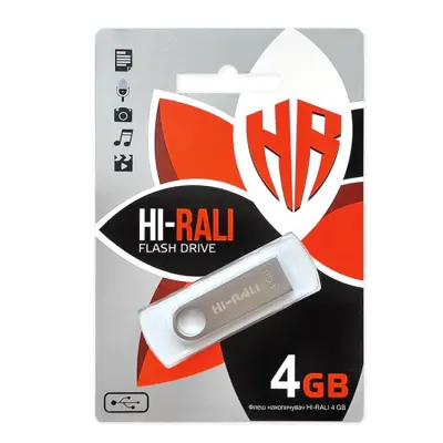 флешка Hi-Rali 4GB Shuttle срібло металева