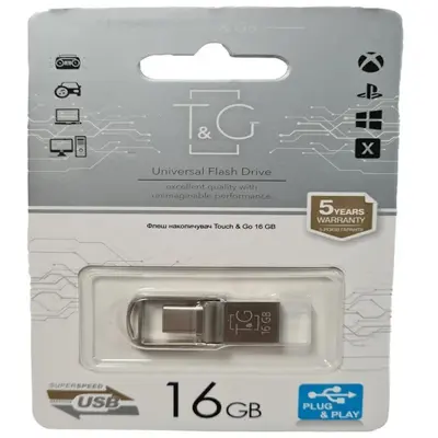 Флешка T&G 104 16GB 2.0 USB-Type C металева 