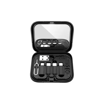 Кабель HOCO U114 Treasure box USB to Micro+Lightning+Type-C PD60W Card-Pin 3A 1,2m. Black