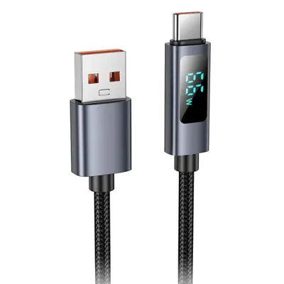 Кабель HOCO X112 USB to Type-C з дисплеєм 5A 1м чорний