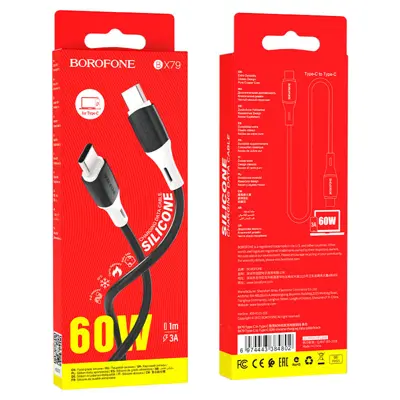 Кабель PD Power Delivery BOROFONE BX79 Type-C PD60W 3A silicone 1m чорний