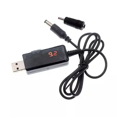 Кабель живлення Модема, Роутера з повишайкою 5 V до 9 і 12 V DC-DC перетворювач із вольтметром і шнуром