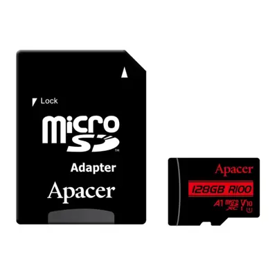 картка пам'ятi APACER Micro SD 128GB Class 10 V10 A1 R100MB/s з адаптером
