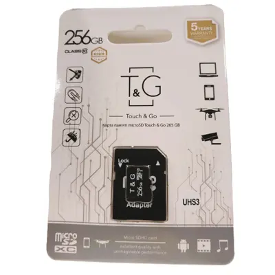 Карта пам'яті microSD XC SDH-3 T&G 256GB Сlass 10 з адаптером