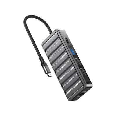 Хаб Type-C XO HB016 7in1 Type-c to 1xUSB3.0, 2xUSB2.0, HDMI, PD Type-C, RJ45 Lan, VGA