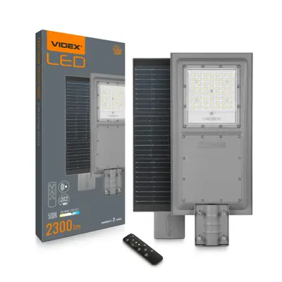 LED ліхтар вуличний автономний VIDEX 2300Lm 5000K VL-SLSO-082-S 