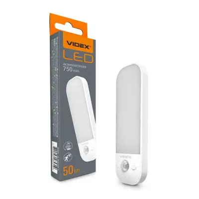 LED світильник акумуляторний з датчиком руху VIDEX VL-NL014W-S