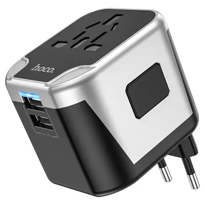 Мережевий адаптер HOCO AC5 Level 2USB Socket Black
