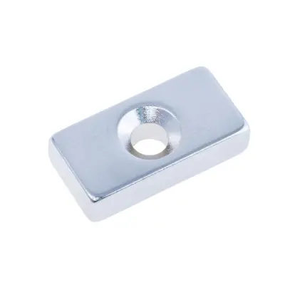 Неодимовий магніт призма 20x10x5 mm N38 NdFeB, під гвинт