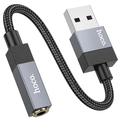 Перехідник аудіо-конвертер HOCO UPA32D USB to AUX 3.5 чорний