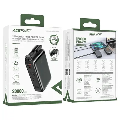 power bank ACEFAST M14 20000mAh PD20W+QC3.0 22.5W чорний