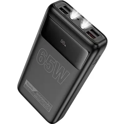 power bank Hoco DB81 Apollo 30000mAh PD65W QC3.0  4xUSB 2x type-c ліхтарик чорний