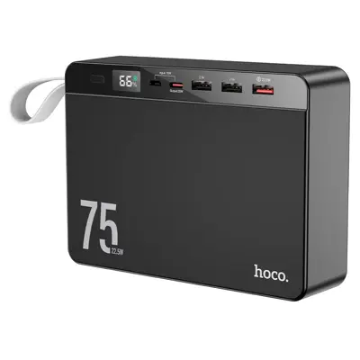 power bank Hoco J94 Overlord 75000mAh 22.5W PD20W QC3.0 3USB, type-C, micro, LCD чорний