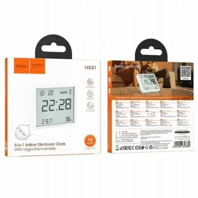 Термогігрометр HOCO HX41 Indoor electronic clock with hygrothermometer White