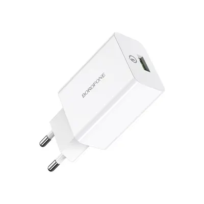 Зарядне BOROFONE BA21A 1USB 3A  QC3.0 18W кабель Type-C white
