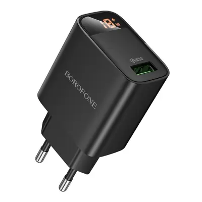 Зарядне BOROFONE BA95A 1USB QC3.0 18W 3A display чорнe