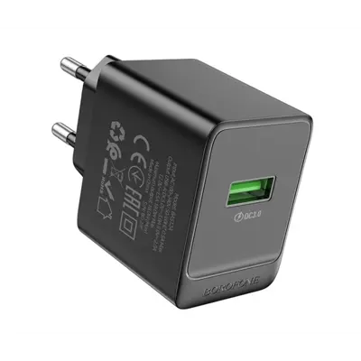 Зарядне BOROFONE BAS12A 1USB QC3.0 18W 1USB чорнe