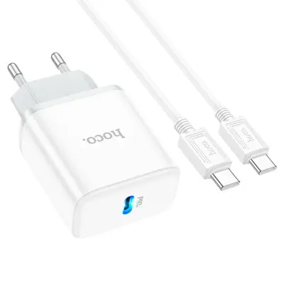 Зарядне HOCO C104A PD20W QC 3.0 з кабилем Type-C Біле