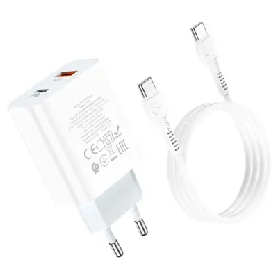 Зарядне HOCO C97A PD20W QC3.0 1Type-C 1USB біле з кабилем Type-C