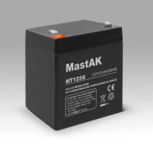 Акумулятор AGM Mastak MT1250 12V 5А (розміри 90*70*101, напруга 12В, ємність 5 Ампер/годин.