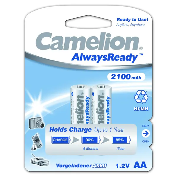 Акумулятор CAMELION Ni-MH АА HR06 2100 mAh (Always Ready) 2bl від батарейки.com.ua