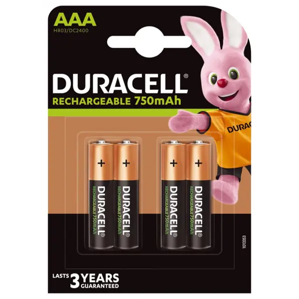 Акумулятор DURACELL Ni-Mh ААА R03 750mAh 4bl  від батарейки.com.ua