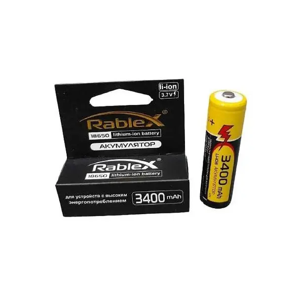 Акумулятор Літієвий Li-ion Rablex 18650 3400mAh 3,7V (з захистом)  від батарейки.com.ua