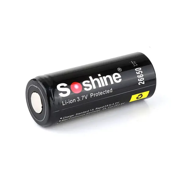 Акумулятор Літієвий Soshine 26650P 5500mAh 3.7V з платою захисту (Розмір 26650 26мм на 65мм) від батарейки.com.ua