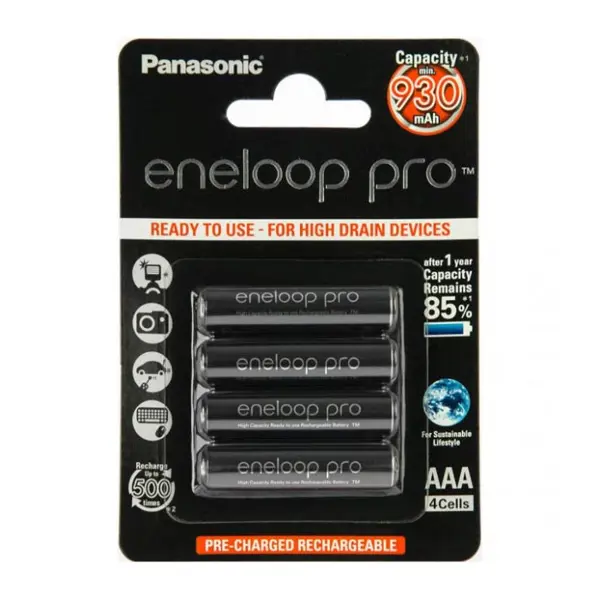 Акумулятор Panasonic ENELOOP AAA HR03 930mAh 4BL - купити на батарейки.com.ua