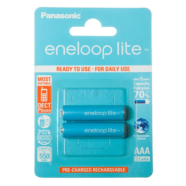 Акумулятор Panasonic ENELOOP Lite AAA HR03 550mAh 2шт - батарейки.com.ua