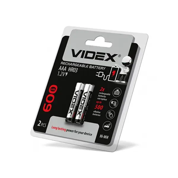 Акумулятор VIDEX R03 600 mAh Ni-MH 2bl від батарейки.com.ua