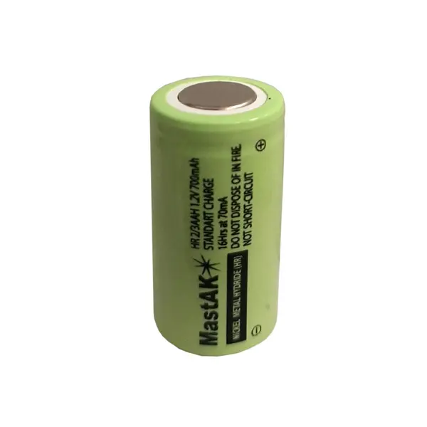 Акумулятор промисловий MastAK 2/3AA 1,2V 700mAh MH 14,5*28,7 від батарейки.com.ua