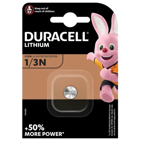 Батарейка Duracell DL 1/3N (2L76 CR1/3N CR11108) літієва 3V від батарейки.com.ua