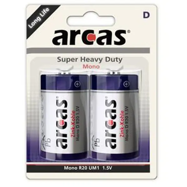 Батарейка ARCAS Super Heavy Duty R20 2BL (упаковка з 12 шт) - надійне живлення для ваших пристроїв