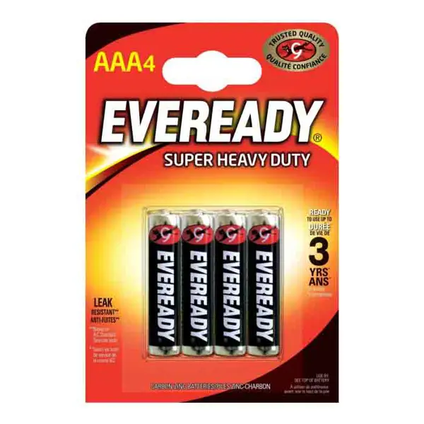 Батарейка ENERGIZER Eveready Super Heavy Duty AAA/R3 в упаковці з 4 шт., доступна на батарейки.com.ua