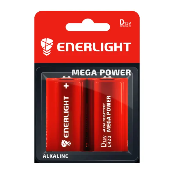 Батарейка ENERLIGHT LR20 MEGA POWER BL2 на батарейки.com.ua