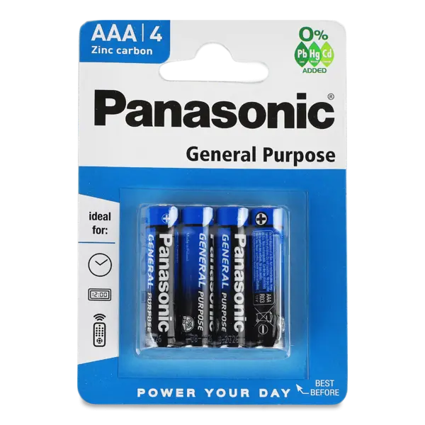 Батарейка PANASONIC General Purpose R03 Blister 1х4шт упаковка 48шт.