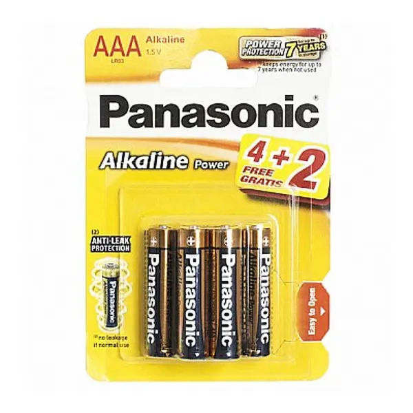 Батарейки PANASONIC LR03 Alkaline Power, упаковка 6 шт., всього 72 шт. - батарейки.com.ua