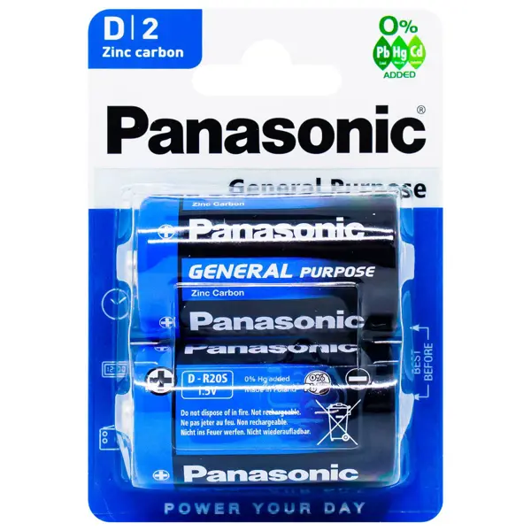 Батарейка PANASONIC R20 2BL 24уп на батарейки.com.ua