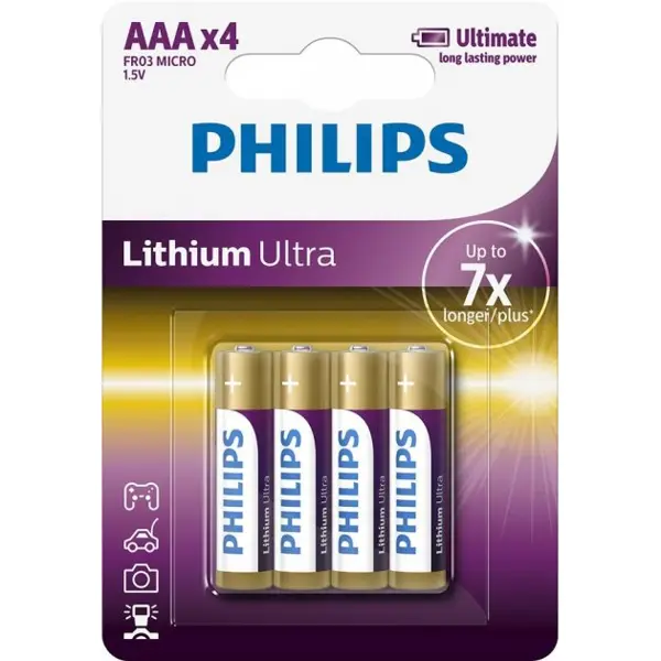 Батарейка PHILIPS Lithium Ultra літієва литиевая AAA блістер (4шт.) – батарейки.com.ua