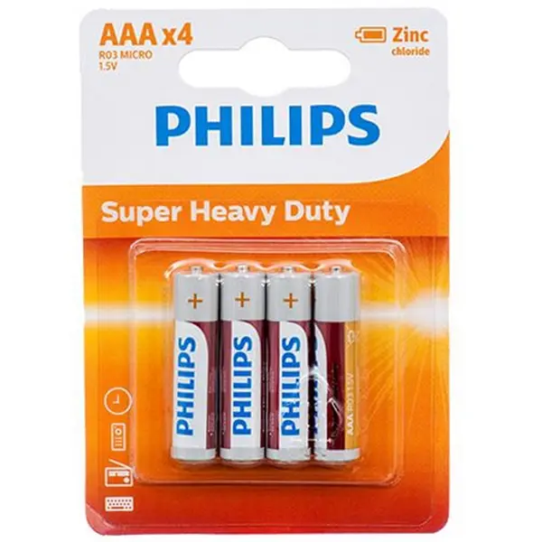 Батарейка PHILIPS LongLife Zinc Carbon R03-L4B (упаковка 4 шт.) - 48 упаковок доступні на батарейки.com.ua