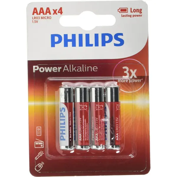 Батарейка PHILIPS Power Alkaline LR03-P4F (4 шт., блістер) - 48 упакувань